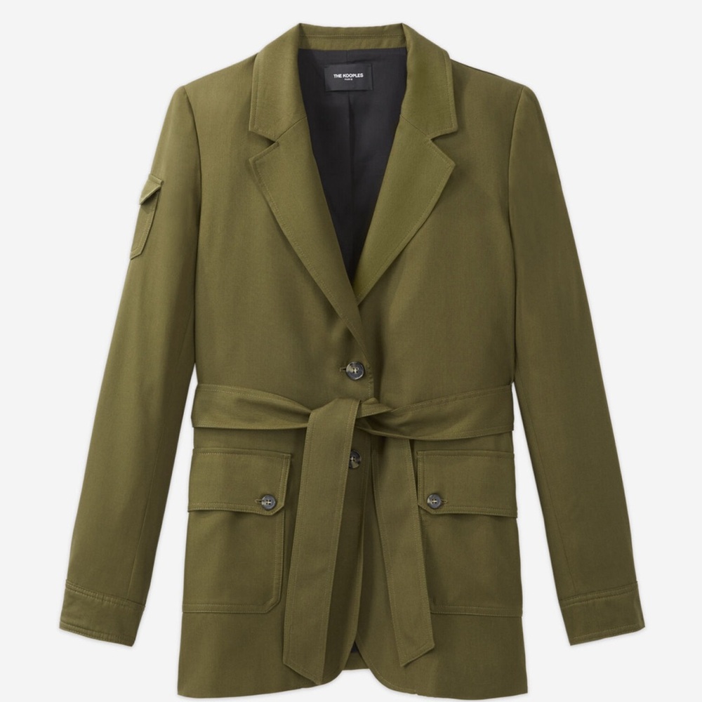 The Kooples 38 tie waist army inspired blazer NWOT